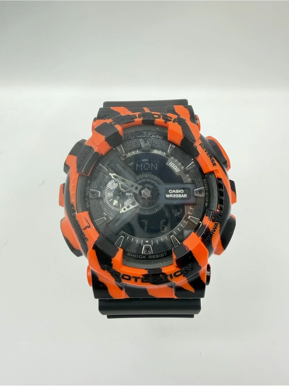 Custom Casio G-Shock GA-110 Orange Black Tiger Camo Art Watch 5146
